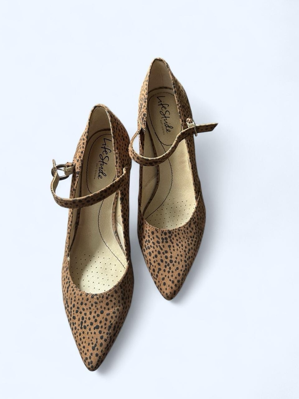 Life Stride Leopard Spot Pointed Mary Jane Heels - Brown & Black